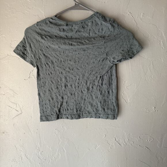 Emma & Elsa Y2k One Size Gray Floral Textured Short Sleeve Stretch Baby Tee - Picture 7 of 8